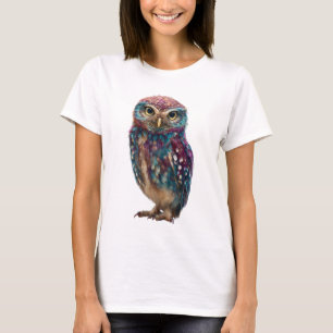 Lebendige psychedelische galaktische Eulenfrauen T-Shirt