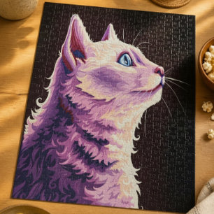 Lebendige psychedelische weiße Katze Pop-Art