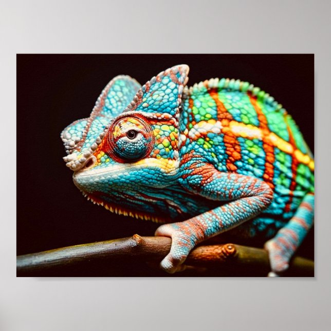Lebendige realistische Lizard Panther Chameleon Poster (Vorne)