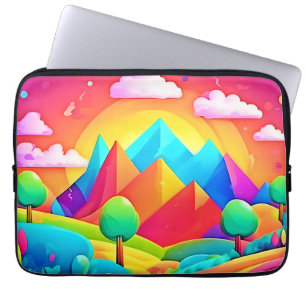 Lebendige Regenbogen-Comic-Landschaft Laptopschutzhülle