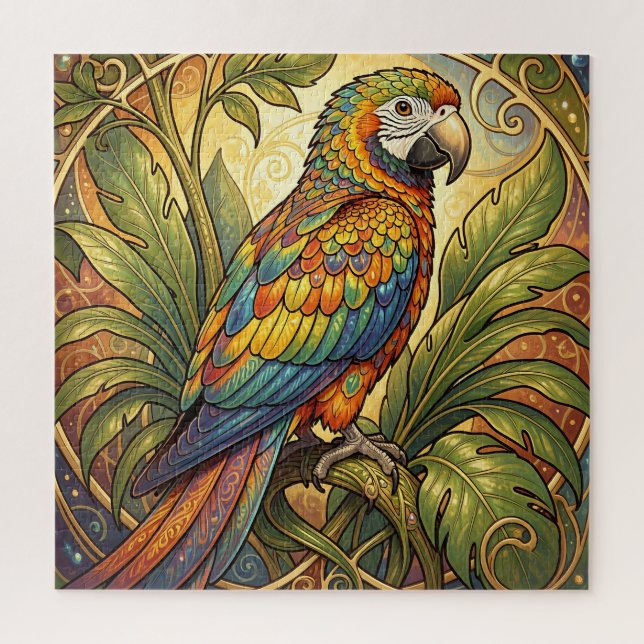 Lebendige Regenbogen-Papageien-Kunst im Jugendstil (Vertikal)