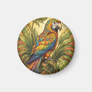 Lebendige Regenbogen-Papageien-Kunst im Jugendstil Magnet