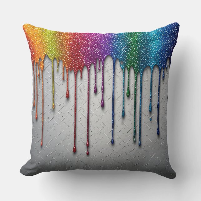 Lebendige Regenbogenfarbe tropft Kissen (Vorderseite)