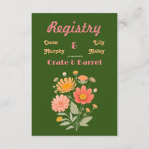 Lebendige Retro-Blumen-Hochzeitsregister-Beilageka