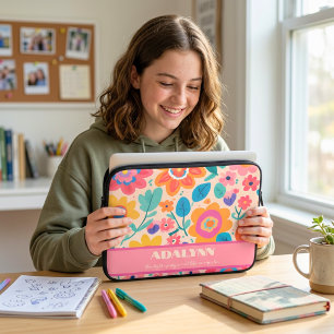 Lebendige Retro-Blumen Valentinstagsgeschenke für  Laptopschutzhülle