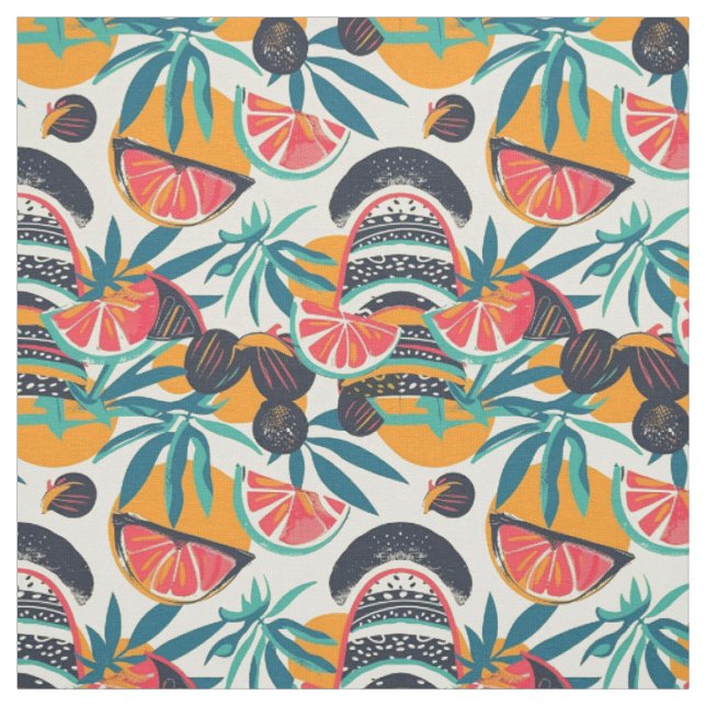 Lebendige Retro-Frucht  Stoff (Muster)