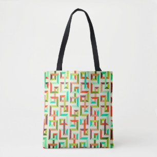 Lebendige Retro-Geometrie-Labyrinth-Tasche Tasche