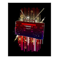Lebendige Retro-Lautsprecher-Kunst mit Neon-Musik-