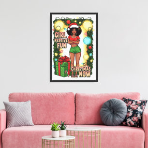 Lebendige Retro-Pop-Art-Weihnachtskönigin-Leinwand Leinwanddruck