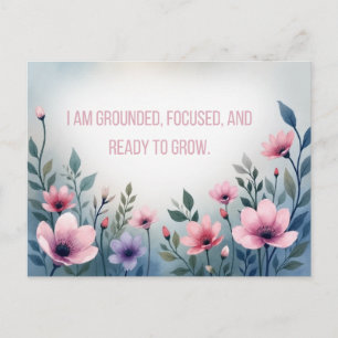 Lebendige rosa Blumen - Affirmation für Wachstum Postkarte