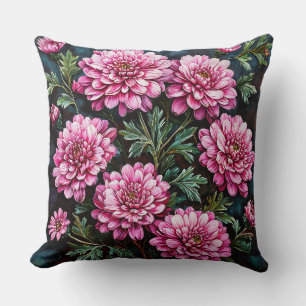 Lebendige rosa Chrysanthemen Kissen