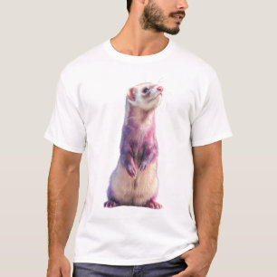 Lebendige rosa Fell Frettchen Illustration Männer T-Shirt