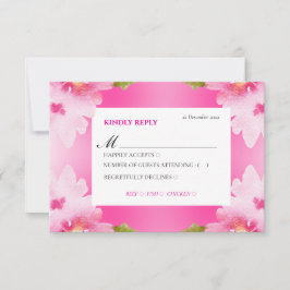 Lebendige rosa florale RSVP-Karte mit Essensauswah RSVP Karte