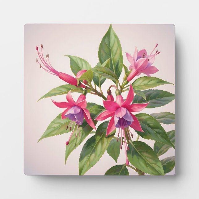 Lebendige rosa Fuchsienblüte  Fotoplatte (Vorderseite)