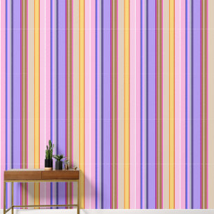 Lebendige rosa mauve Limette Retro-Streifen Tapete