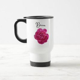 Lebendige rosa Pfingstrose personalisiert Reisebecher