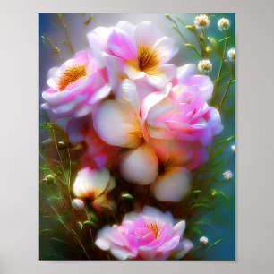 Lebendige rosa Rosen Poster