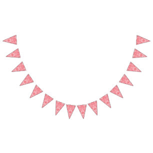 Lebendige rosa Textildesign mit aufwendigen Blumen Wimpelkette