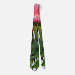 Lebendige rosa Tulpen Krawatte