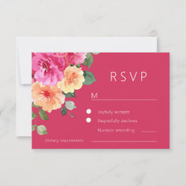 Lebendige rosa Wasserfarben-Blumenhochzeit RSVP Karte