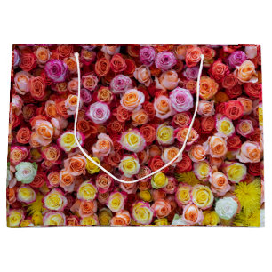 Lebendige Rosen in Mischfarben Floral Große Geschenktüte