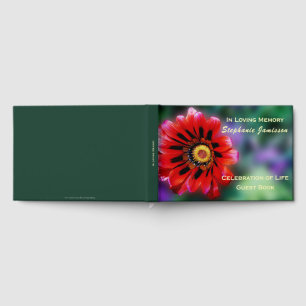 Lebendige rote Blüten Gazania, Feier des Lebens Gästebuch