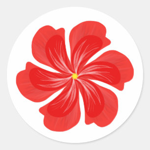 Lebendige rote Blütenblüte - Minimalistische Blume Runder Aufkleber