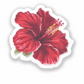Lebendige rote Hibiskusblüte Aufkleber