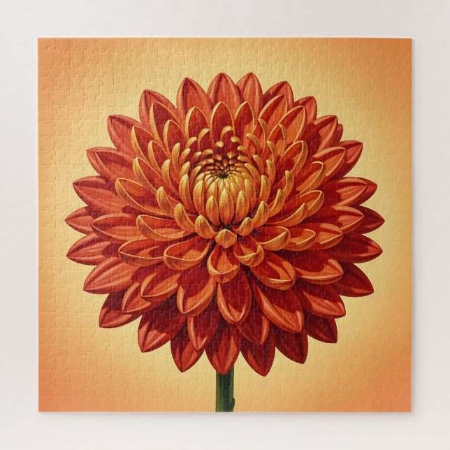 Lebendige rote orange Chrysantheme Blumen Botanik  (Vertikal)
