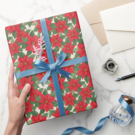 Lebendige rote Poinsettien-Blüten Elegante Floral Geschenkpapier