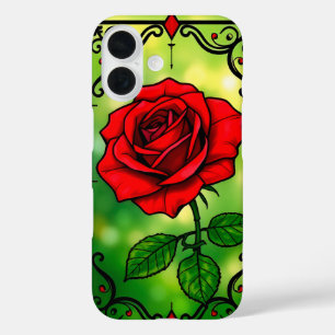 Lebendige rote Rose iPhone 16 Hülle