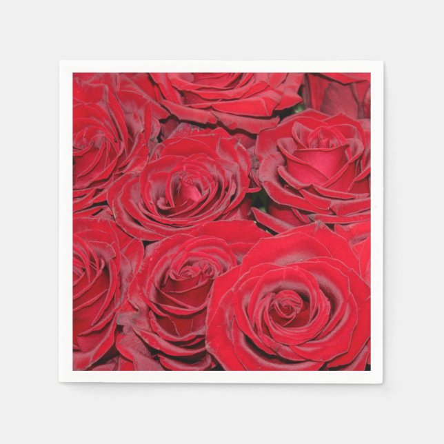 Lebendige rote Rosen Serviette (Vorderseite)