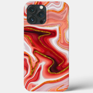 Lebendige Rote und Goldene Abstrakte Kunst Case-Mate iPhone Hülle