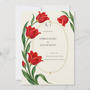 Lebendige Scharlachrote Tulpe Botanisch Save The Date