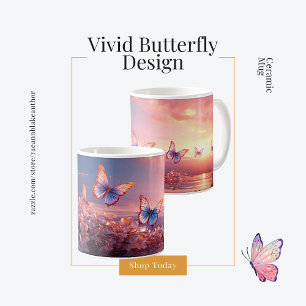 Lebendige Schmetterlingsdesign-Keramiktasse Kaffeetasse