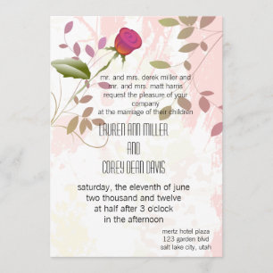 lebendige schöne Rosenhochzeit Einladung