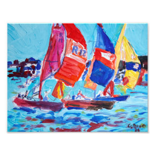 Lebendige Segelregatta-Expressionist Fotodruck