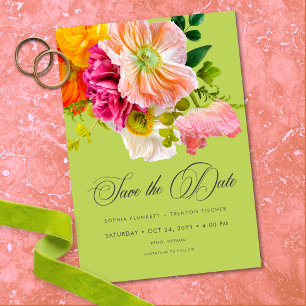 Lebendige Sommerblumen-Hochzeit in Limette Orange  Save The Date