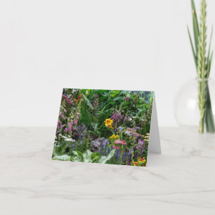 Lebendige Sommergarten-Blumenmuster-Hintergrund Dankeskarte