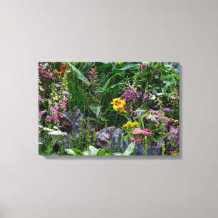 Lebendige Sommergarten-Blumenmuster-Hintergrund Leinwanddruck