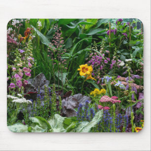 Lebendige Sommergarten-Blumenmuster-Hintergrund Mousepad