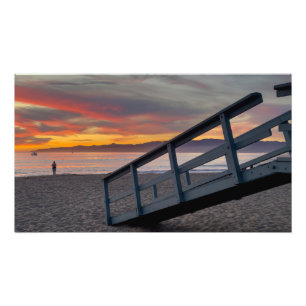 Lebendige Sonnenuntergangsfarbe - Marina Del Rey,  Fotodruck
