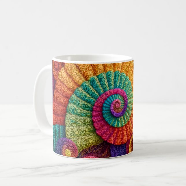 Lebendige Spiralmuster abstrakt Kaffeetasse (Vorderseite Links)