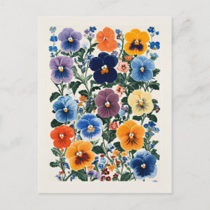 Lebendige Stiefmütterchen-Blumenillustration Postkarte