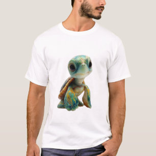 Lebendige stilisierte Meeresschildkröten-Illustrat T-Shirt
