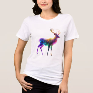 Lebendige Süße Leuchtende Neonhirsch-Kunst Tri-Blend Shirt