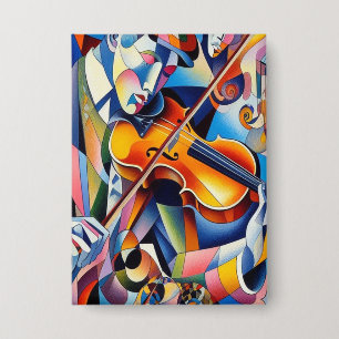 Lebendige Symphonie: Abstrakte Violinisten-Kunst Button