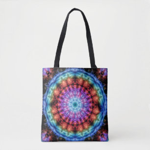 Lebendige Tie Dye Kaleidoskop Regenbogen Mandala Tasche