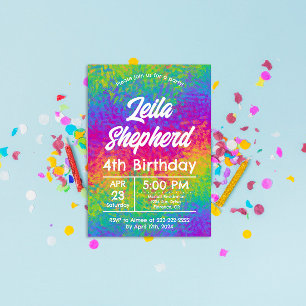 Lebendige Tie-Dye-Regenbogen-Geburtstags-Einladung Einladung