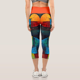Lebendige Traumgeometrie – Kühne moderne abstrakte Capri Leggings